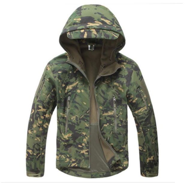 TAD shark skin soft shell jacket camouflage hooded fleece waterproof