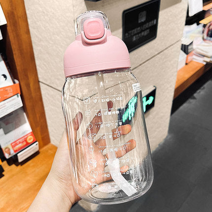 Cute Large Capacity Plastic Straw Water Bottle