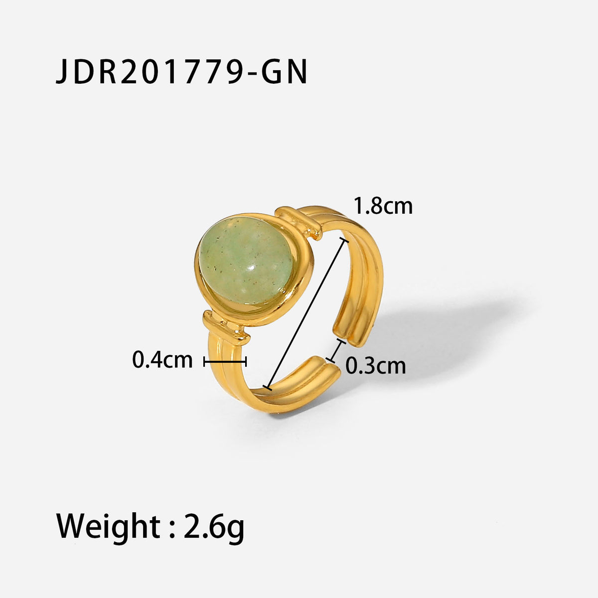 18K Gold Oval Semi-Precious Titanium Ring