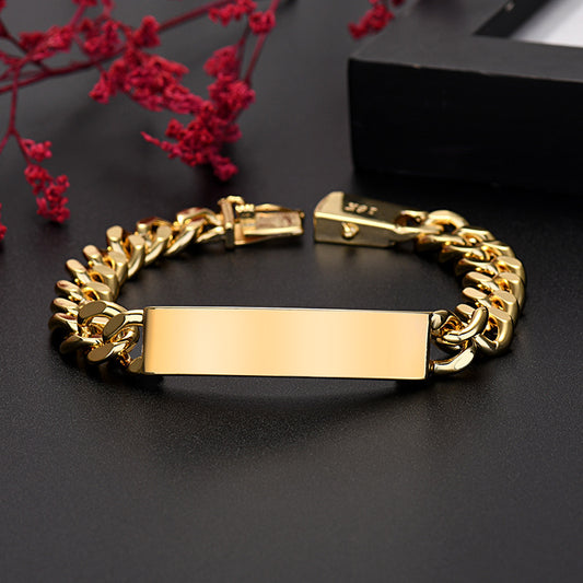 Color-preserving Plated 18K Real Gold 10MM Men's And Women's Bracelet