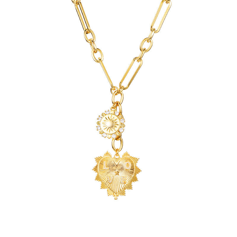 Cool Style Simple Temperament Entry Lux Sweater Chain Clavicle Real Gold Electroplated Necklace