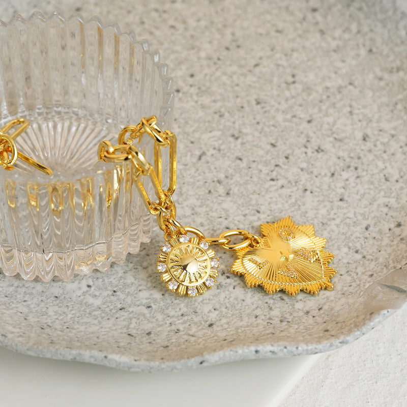 Cool Style Simple Temperament Entry Lux Sweater Chain Clavicle Real Gold Electroplated Necklace