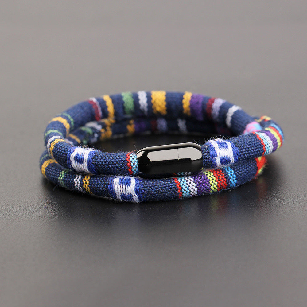 Men's Simplicity European And American Cloth Popular Carrying Strap Stainless Steel Bracelet