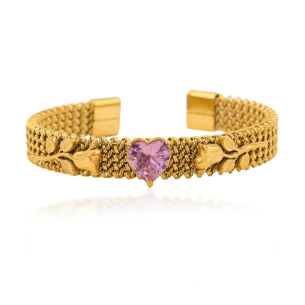 Woven Mesh Stainless Steel 18K Gold Plated Bracelet