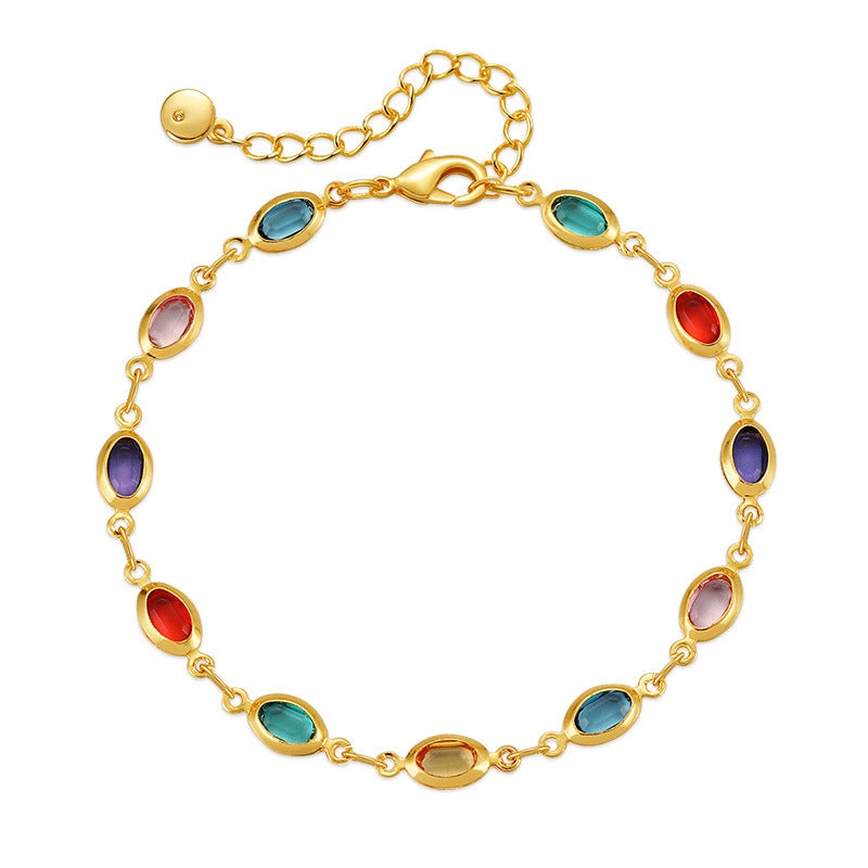 Colorful Acrylic 18K Gold Plated Chain Bracelet