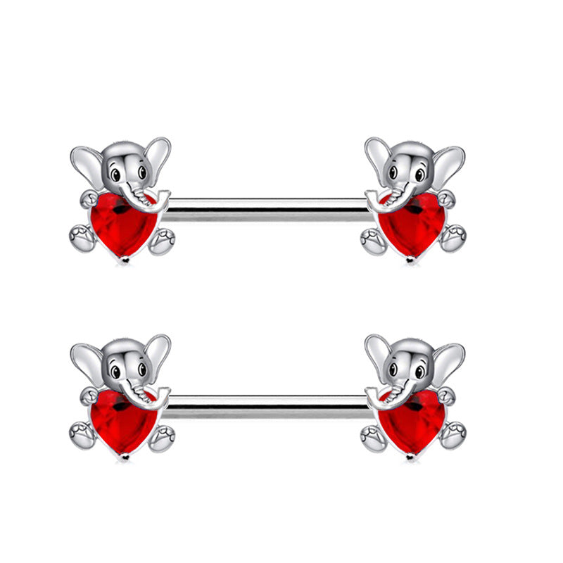 Stainless Steel Rod Butterfly Spider Breast Ring