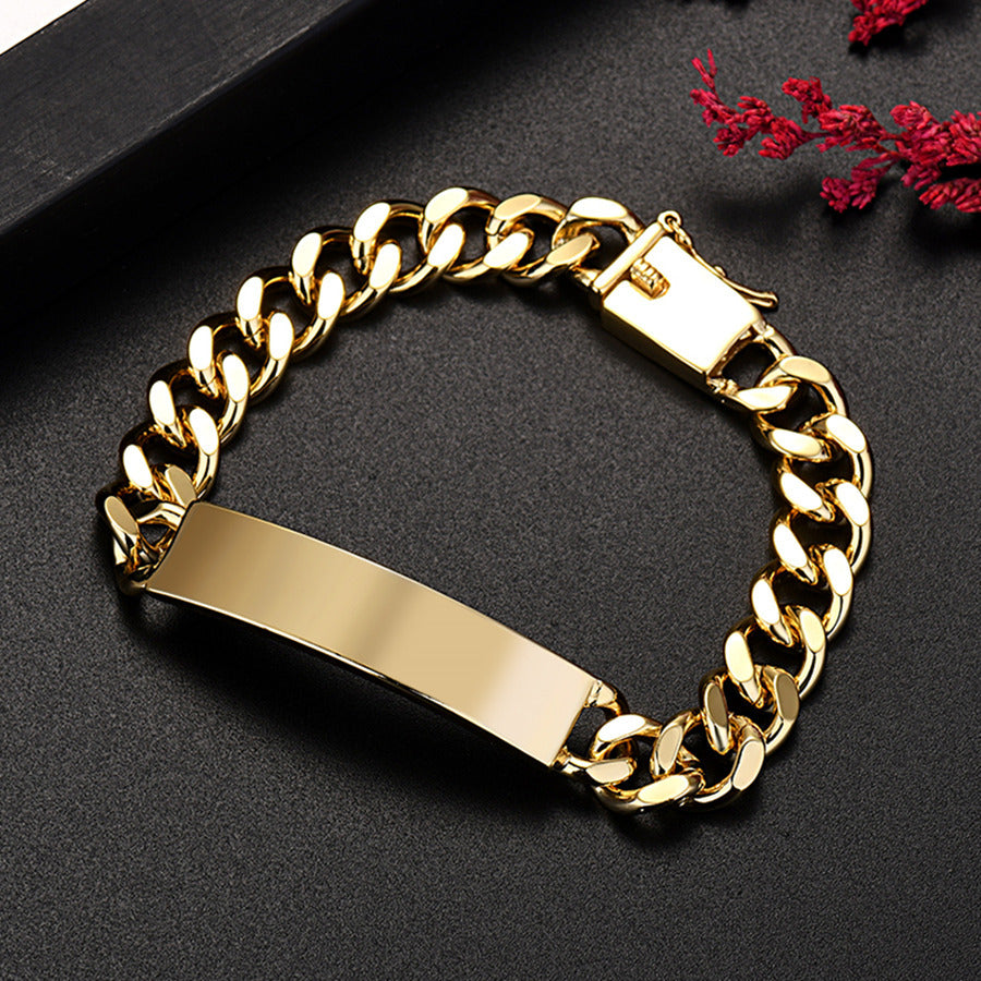 Color-preserving Plated 18K Real Gold 10MM Men's And Women's Bracelet