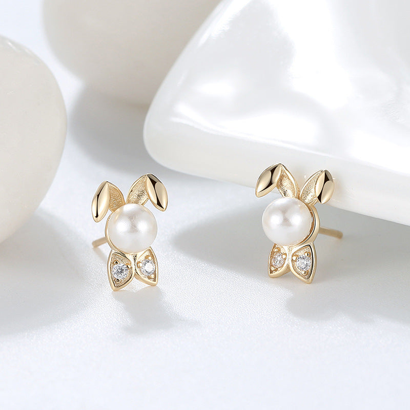 S925 Sterling Silver 18k Gold Rabbit Earrings