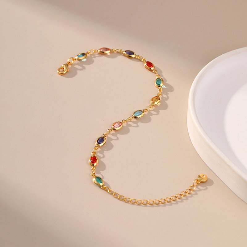 Colorful Acrylic 18K Gold Plated Chain Bracelet
