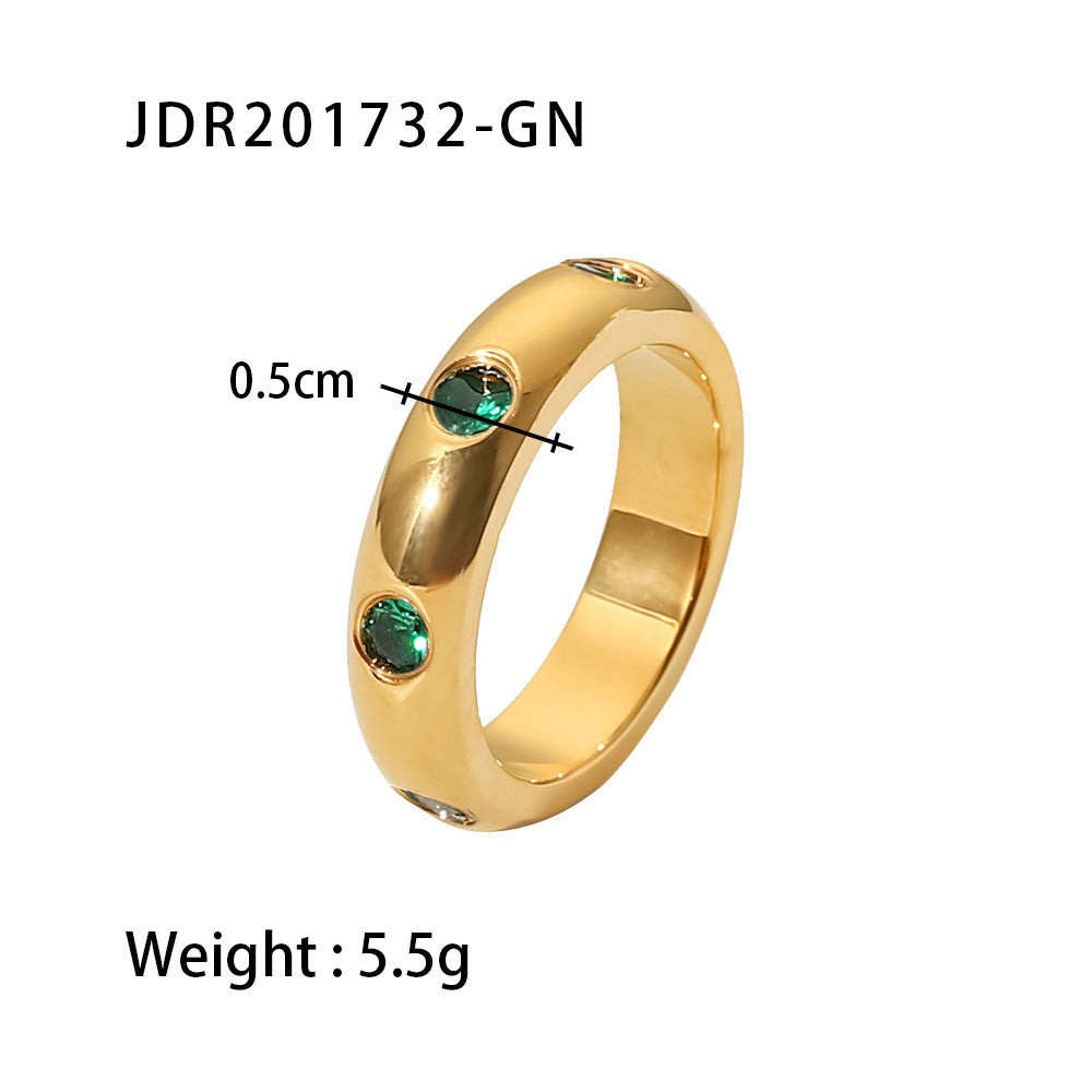 18K Gold Oval Semi-Precious Titanium Ring