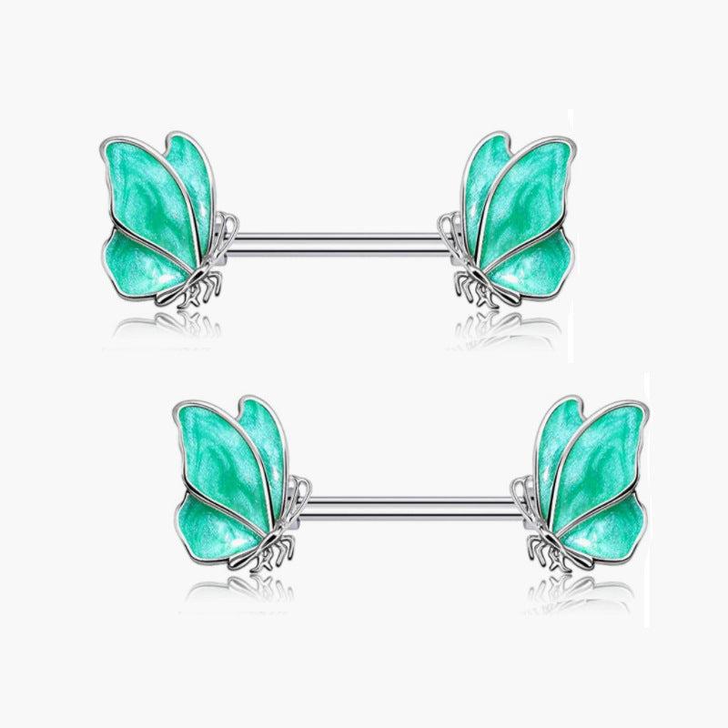 Stainless Steel Rod Butterfly Spider Breast Ring
