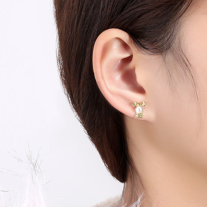 S925 Sterling Silver 18k Gold Rabbit Earrings