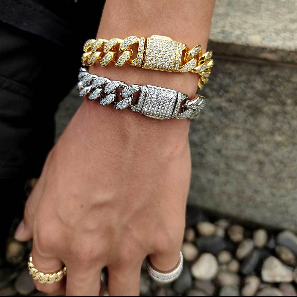 Jewelry Flip Double Row Full Zircon Bracelet Copper Plated 18K Gold Chain