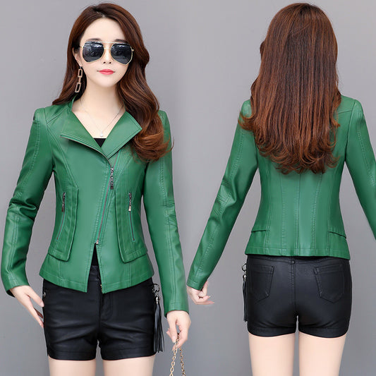 Women's Fashion Versatile Motorcycle Leather Jacket