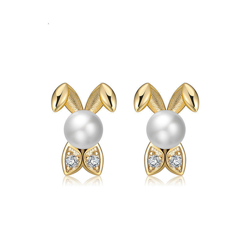 S925 Sterling Silver 18k Gold Rabbit Earrings