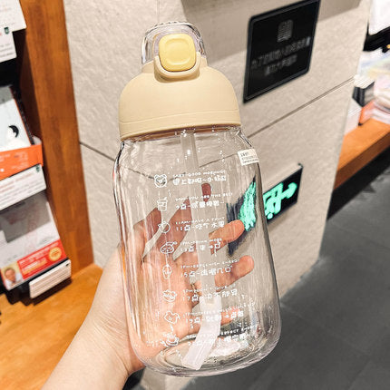 Cute Large Capacity Plastic Straw Water Bottle