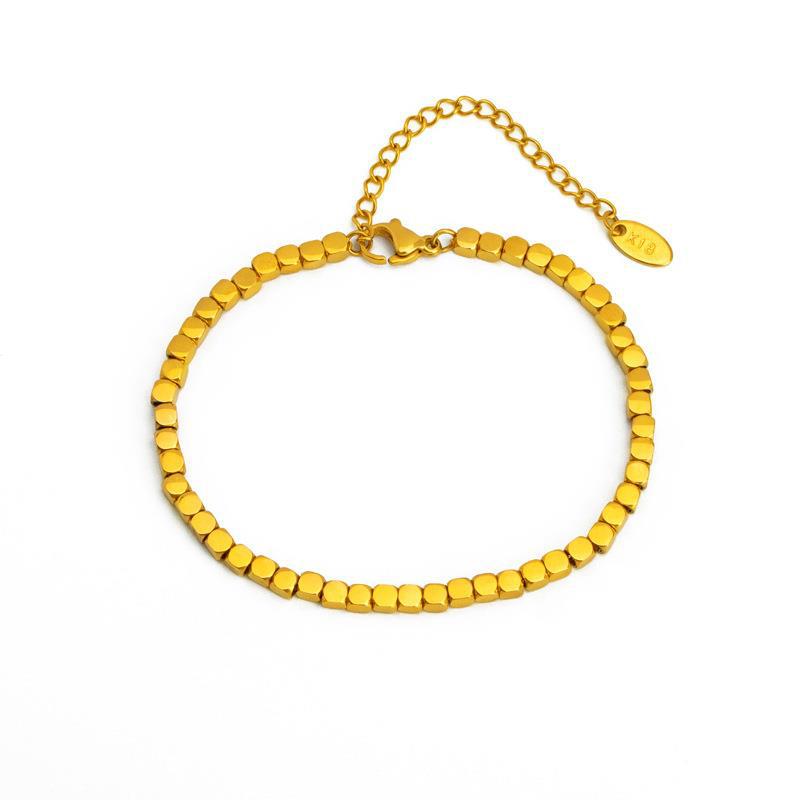 Titanium Steel 18k Gold Small Square Bracelet