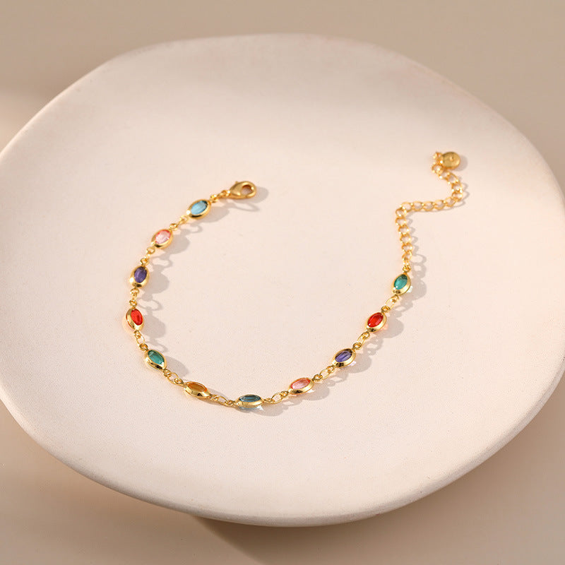 Colorful Acrylic 18K Gold Plated Chain Bracelet