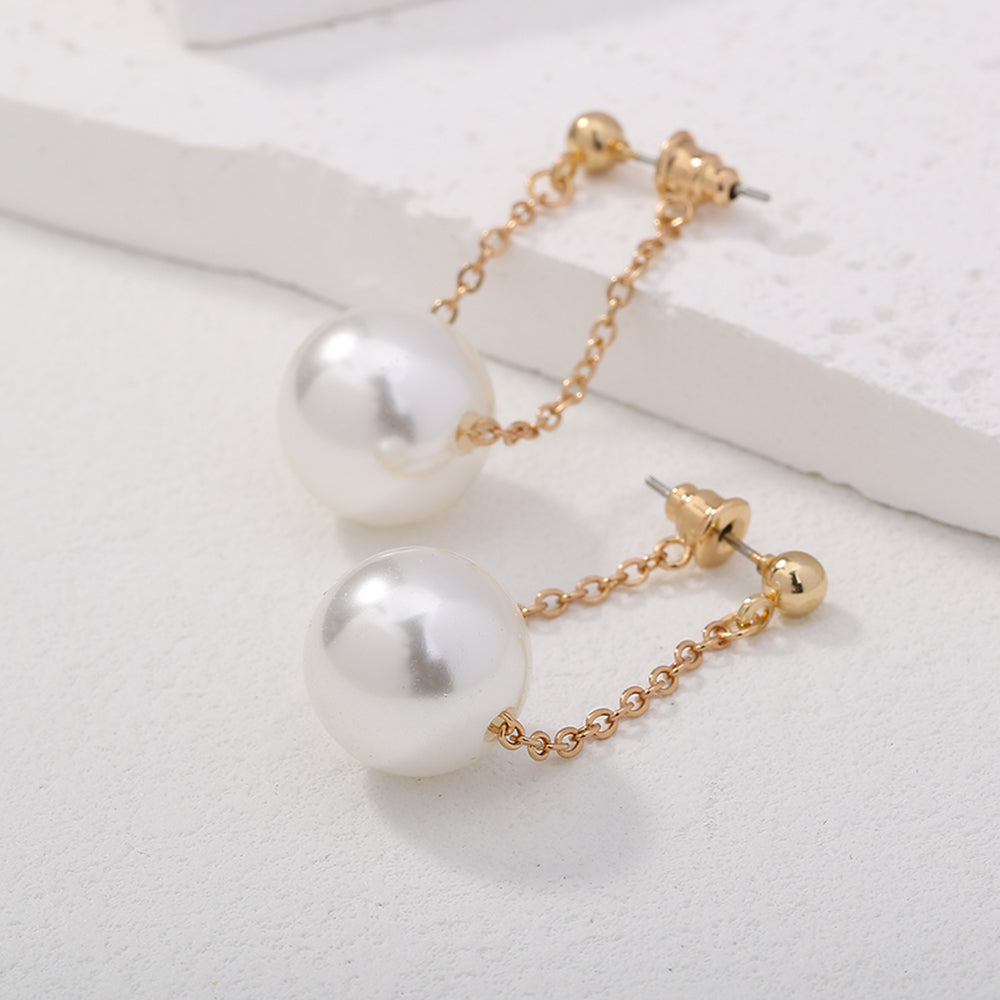 Style Imitating Pearl Round Earrings Ins Style Sweet Earrings Personality Simple Hanging Earrings