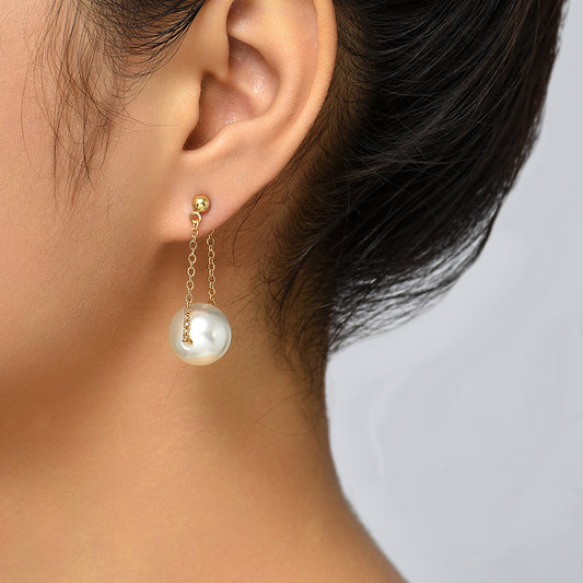 Style Imitating Pearl Round Earrings Ins Style Sweet Earrings Personality Simple Hanging Earrings