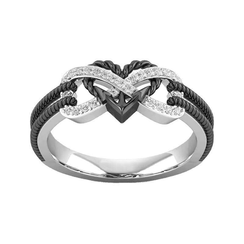Rose Two-color Cross Love Girl Ring