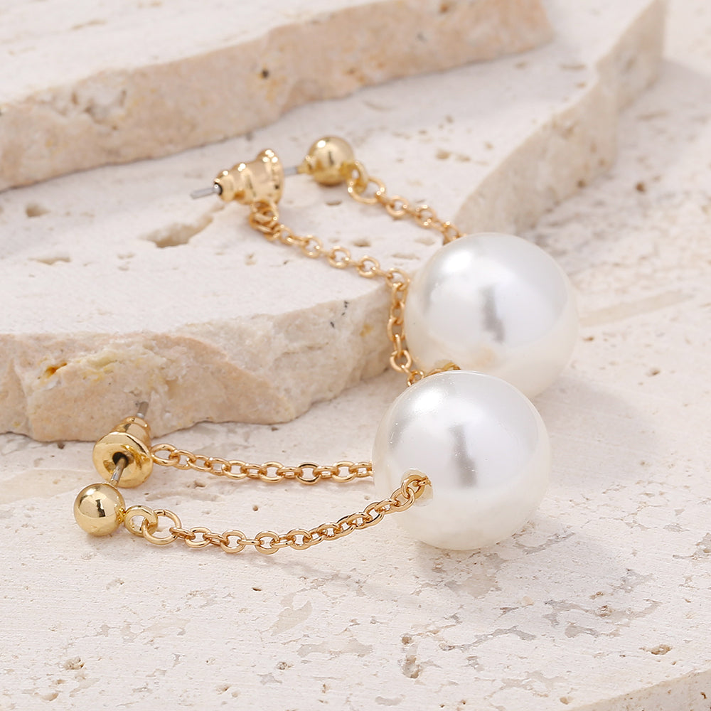 Style Imitating Pearl Round Earrings Ins Style Sweet Earrings Personality Simple Hanging Earrings