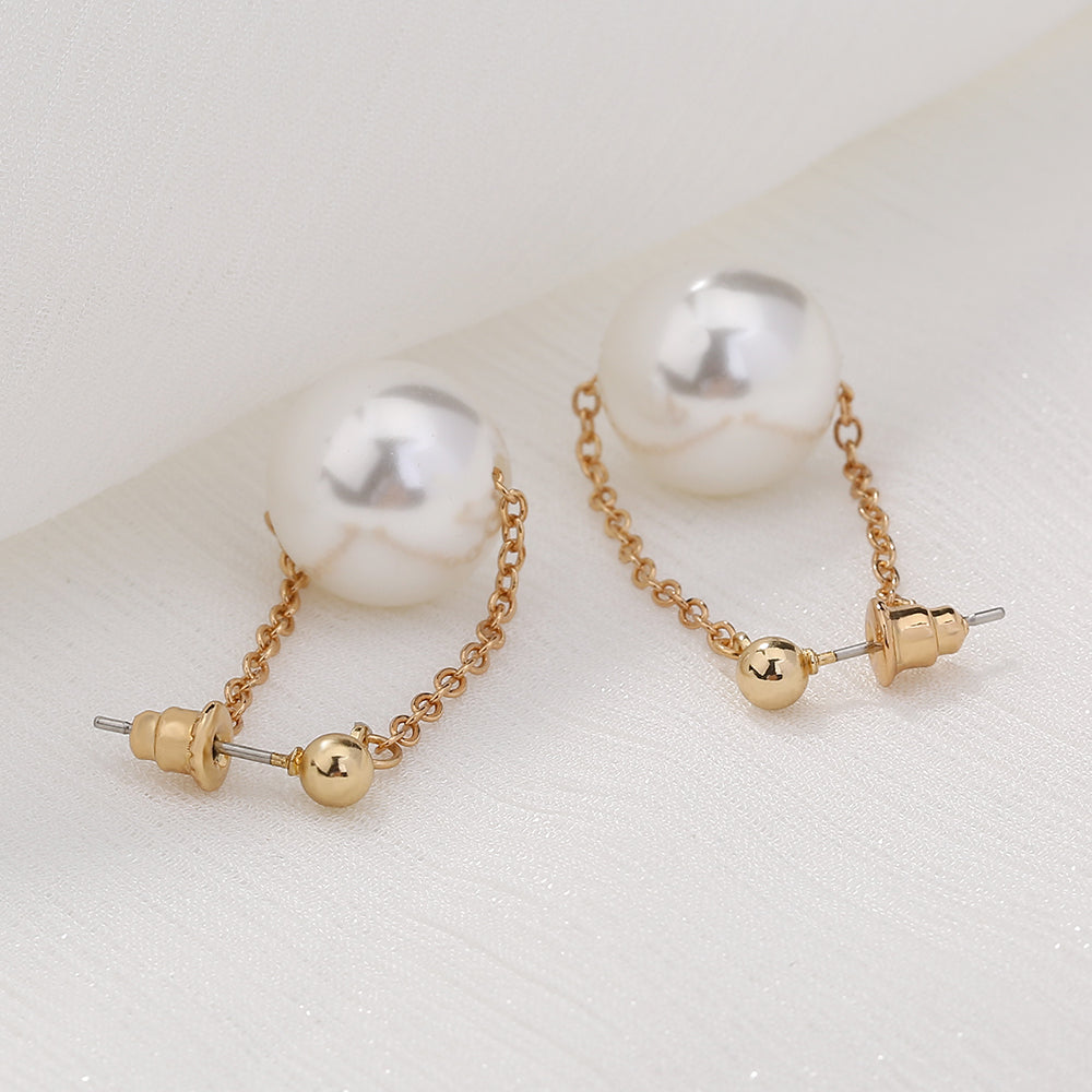 Style Imitating Pearl Round Earrings Ins Style Sweet Earrings Personality Simple Hanging Earrings