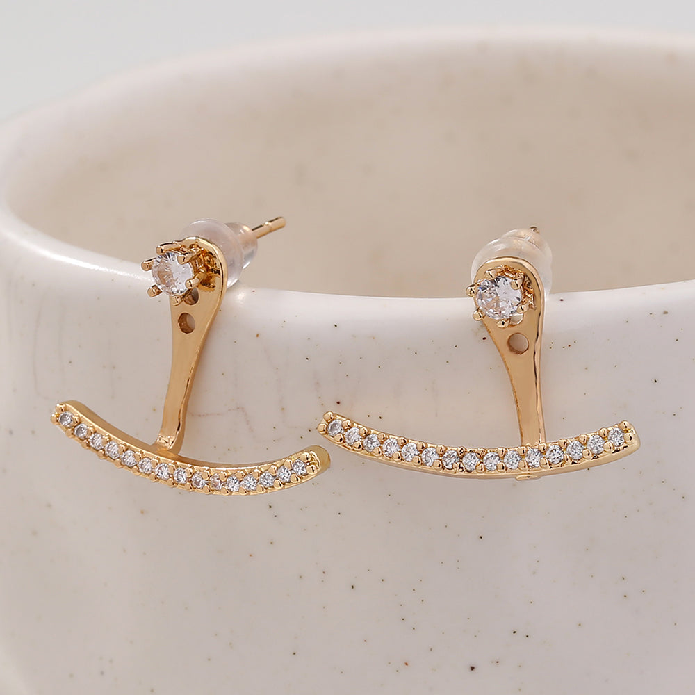 Fashion Smile Zircon Earrings Female, Simple Personality With Temperament Earrings A Pair Of Earrings