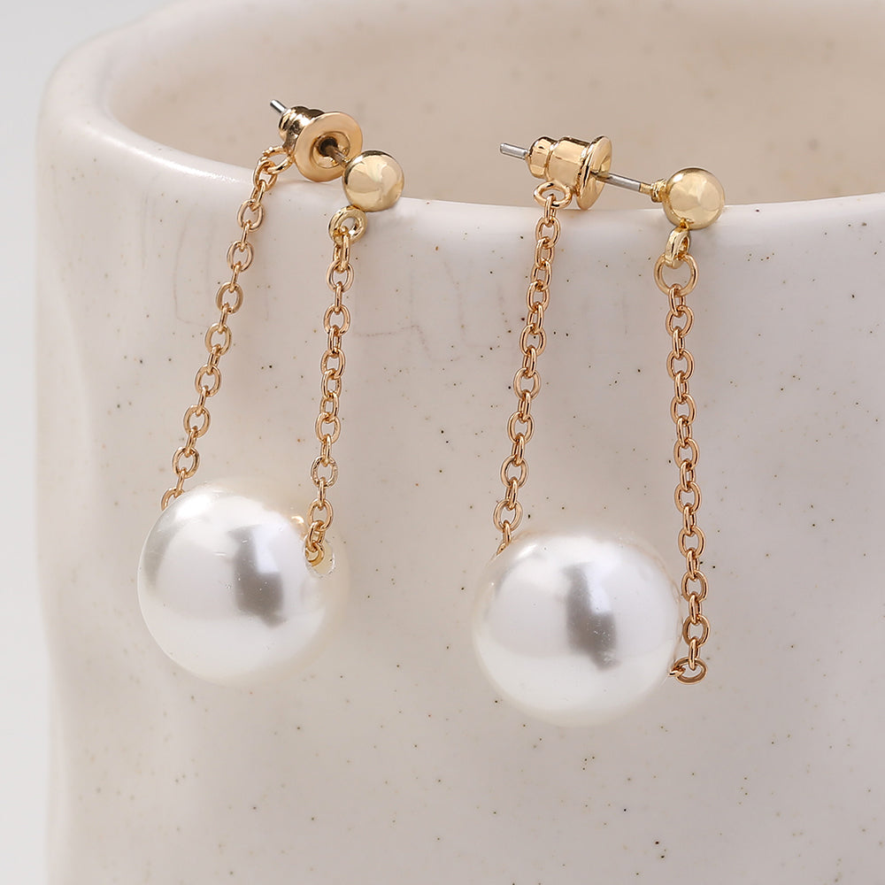 Style Imitating Pearl Round Earrings Ins Style Sweet Earrings Personality Simple Hanging Earrings