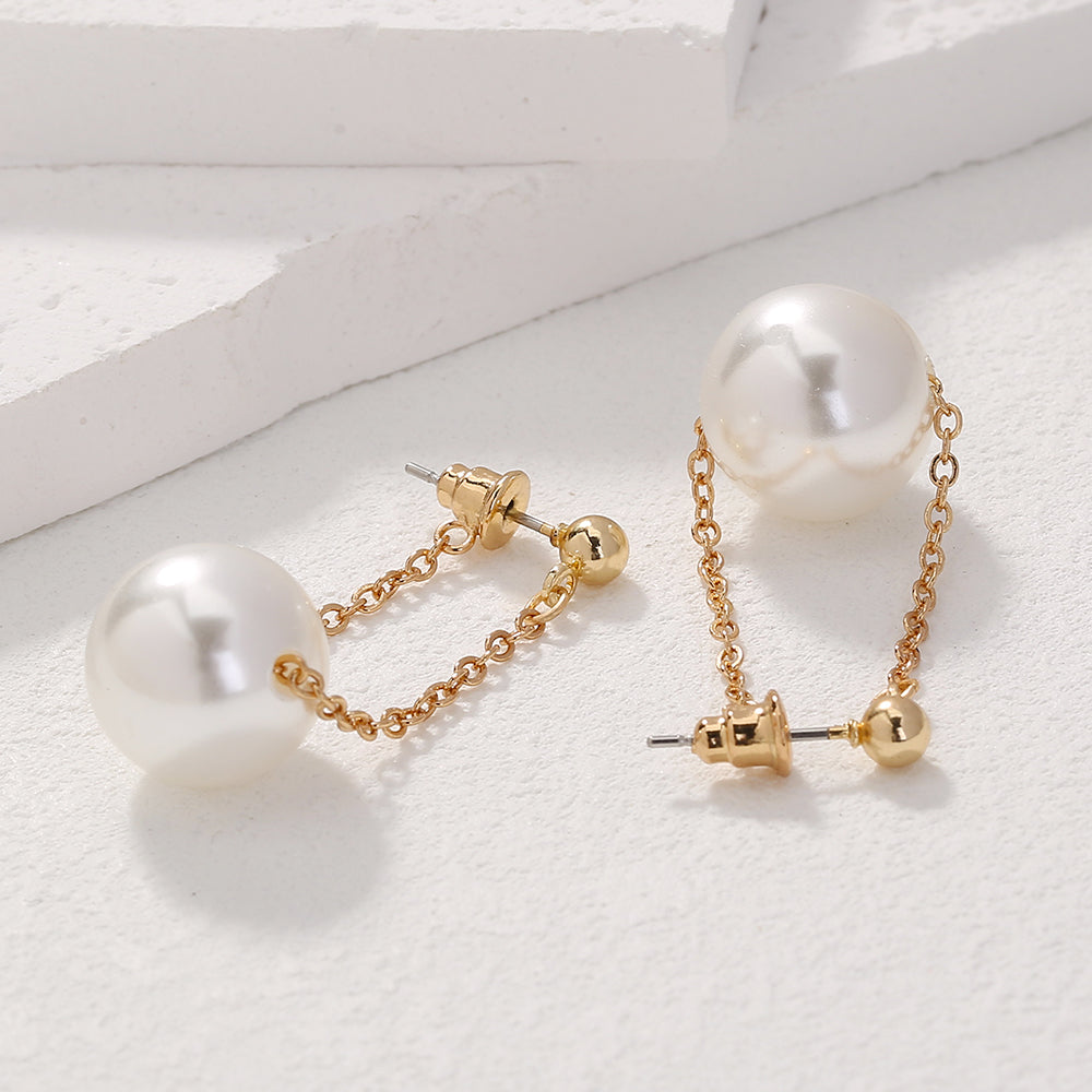 Style Imitating Pearl Round Earrings Ins Style Sweet Earrings Personality Simple Hanging Earrings